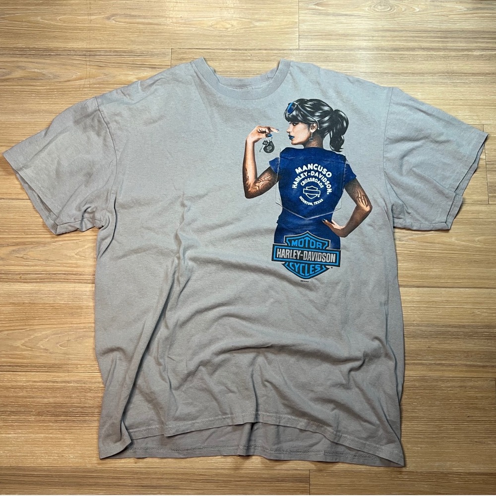 Harley-Davidson Mens T-Shirt Mancuso Crossroads Houston Graphic Gray XL